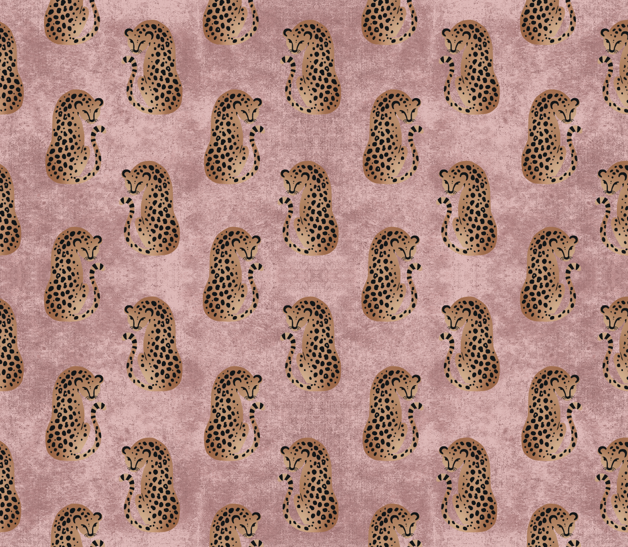 graphic of cheetah's on light pink background